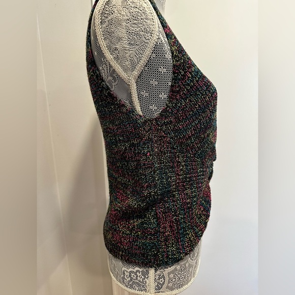 Jolie & Joy Twist Front Neon Speckle VNeck Sleeveless Knit Top Keyhole - Picture 4 of 12